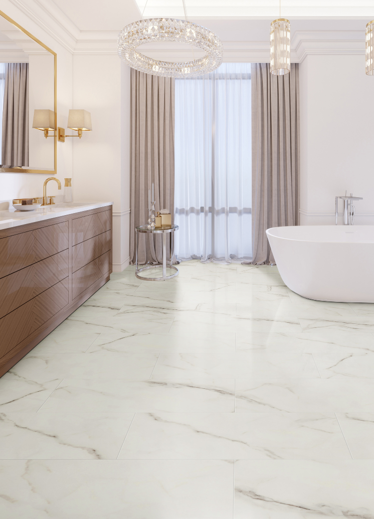 stone look vinyl flooring in bathroom